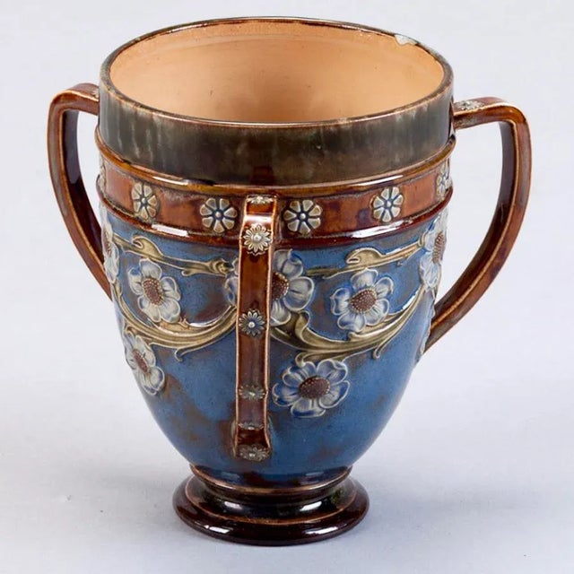 Royal Doulton Royal Doulton Three Handled Earthenware Vase For Sale - Image 4 of 5