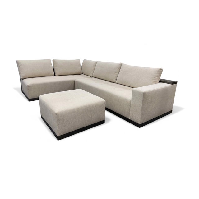 Wood Adriana Hoyos Chocolate L-Shaped Sofa Sectional With Ottoman For Sale - Image 7 of 17