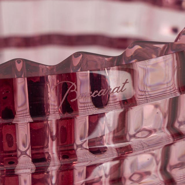 Red French Crystal Sculptural Oval Vase from Baccarat, 1990s For Sale - Image 8 of 13