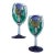 Late 20th Century Painted French Wine Glasses With Scottish Thistle -Pair of 2 For Sale
