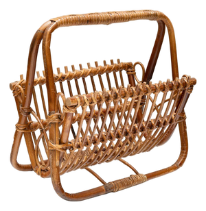 Vintage Italian Bamboo Magazine Rack, 1960s
