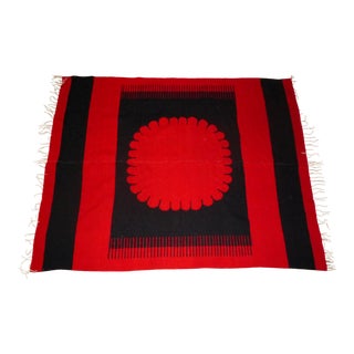 Early 21st Century Modern Bright & Bold Pattern Red & Black Woven Wool Throw Blanket For Sale