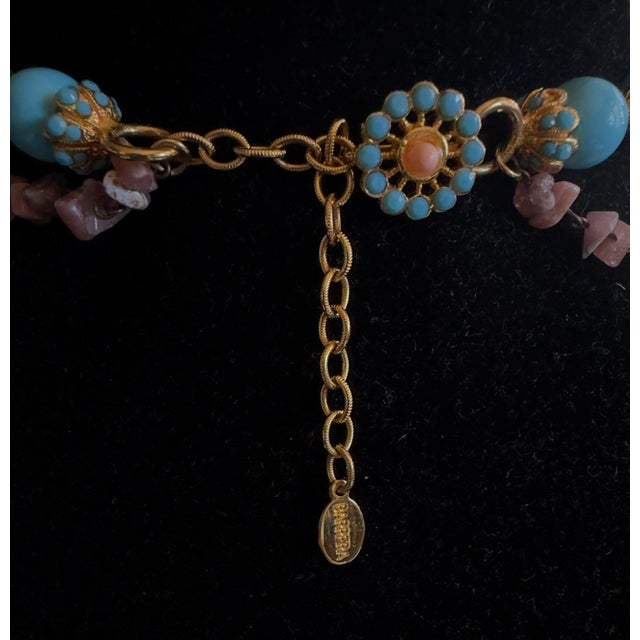 2000 - 2009 Jose Maria Barrera Necklace Stone Turquoise Crystal Resin Beaded Collar Bib For Sale - Image 5 of 9