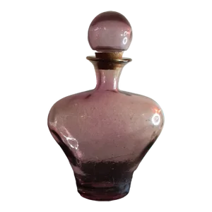 1980s Vidrios San Miguel Spain Recycled Amethyst Art Glass Decanter