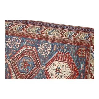Antique Zabihi Collection Caucasian Shirvan Tribal Blue 19th Century Rug - 3'9" x 5'4" For Sale