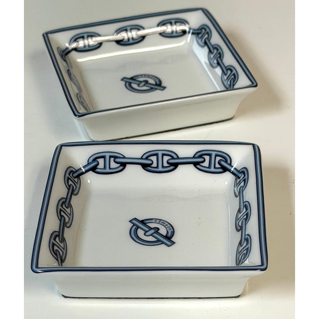 Art Deco Late 20th Century Hermès Paris Chaîne d'Ancre Porcelain Nut or Sweetmeat Dishes, Set of Four For Sale - Image 3 of 13