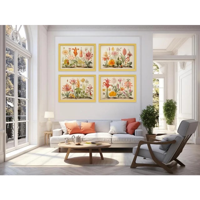 . A beautifully curated set of four botanical prints reproduced from original botanical watercolors dating from the 19th...