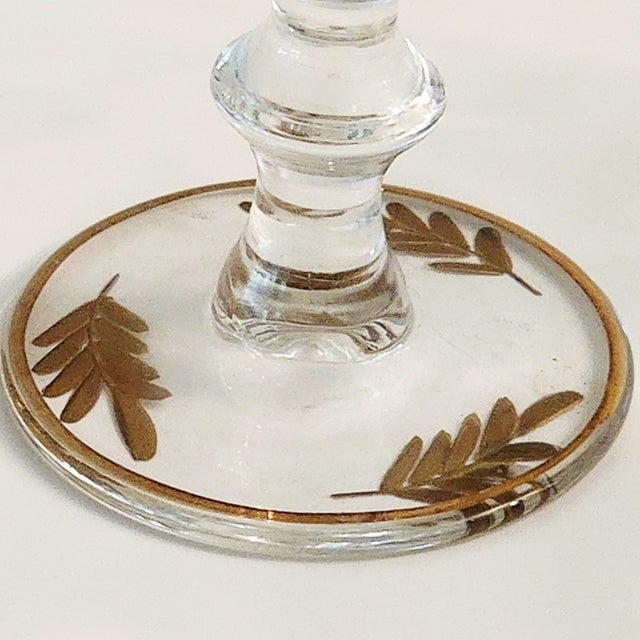 Czechoslovakia 1960s Set of 6 24k Gold Encrusted Crystal Cordial Shot Stem Barware Set For Sale - Image 4 of 13