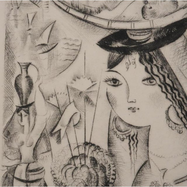 Mily Possoz, Young Girl with a Bouquet of Basil, Original Signed Engraving For Sale - Image 7 of 11