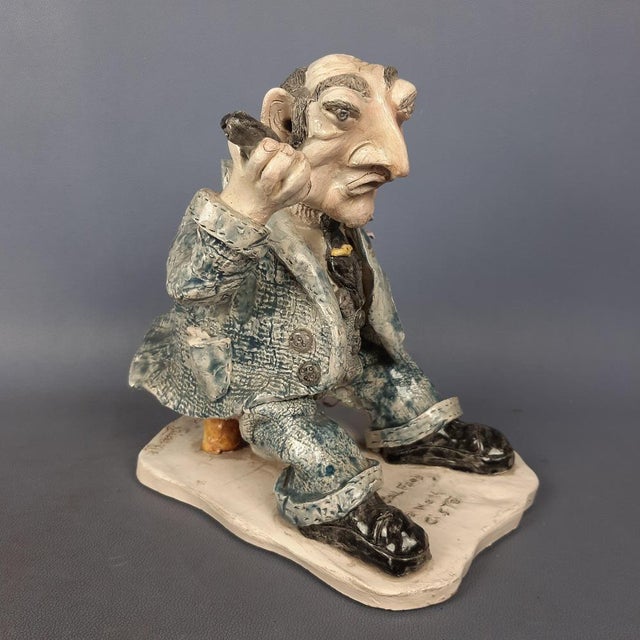 Modern Vintage Scalfaro Ceramic Humorous Political Figure by Maiorana Giuseppe, 1960s For Sale - Image 3 of 18