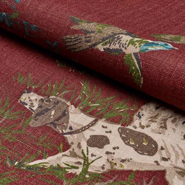 2020s SAMPLE - Schumacher Pointers Fabric In Burgundy For Sale - Image 5 of 5
