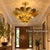 Handmade Brass Flower Ceiling Light, 3 Tier Hammered Floral Chandelier, Art Deco Lotus Semi Flush Mount, Luxury Brass Ceiling Fixture 28 Inches For Sale - Image 6 of 15