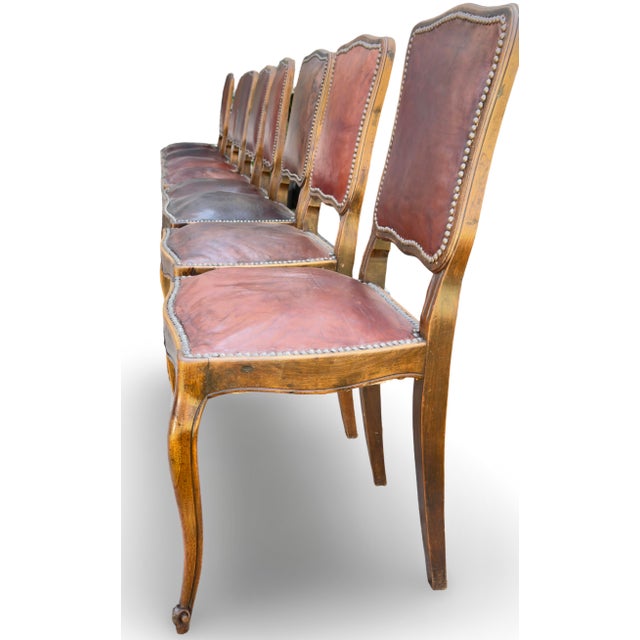 Chestnut Elegant Set of Eight French Louis XV Antique Dining Chairs From the Late 1800s For Sale - Image 8 of 11