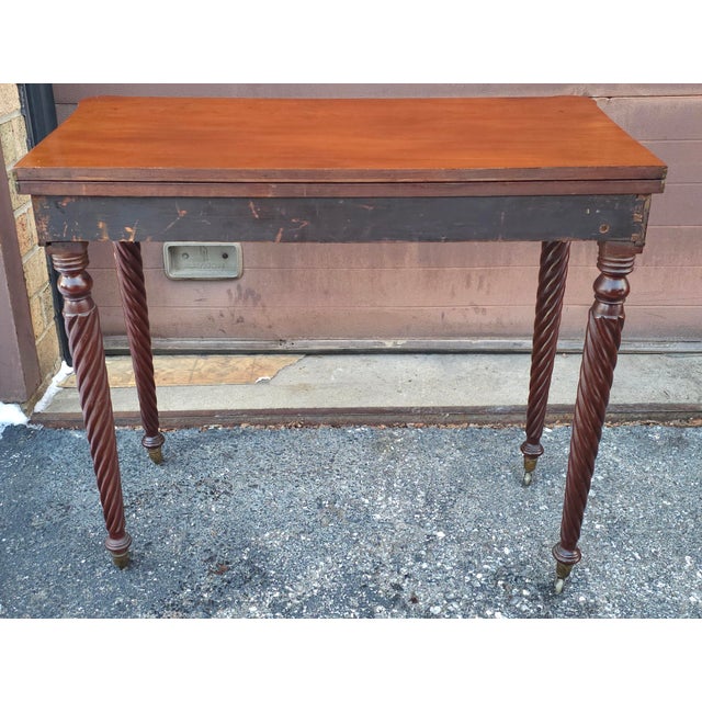 19th Century Sheraton Style Mahogany Flip-Top Game Table Console, Circa 1830s For Sale - Image 14 of 14