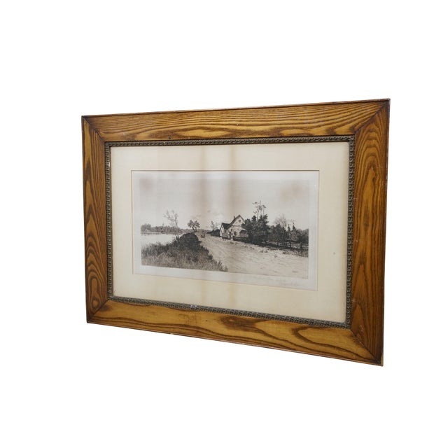 Late 19th century black and white etching titled "Old England Home" by George William Bohde (American, 1870-1939)....