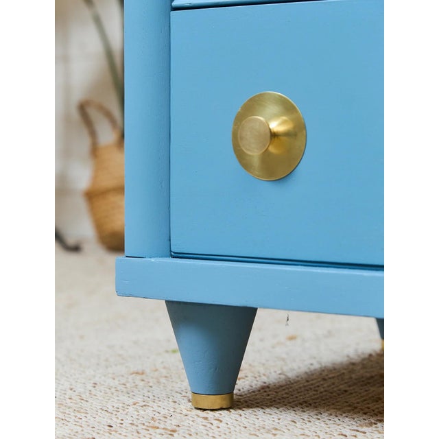 Wood 1950’s French Blue Kent Coffey Highboy Dresser For Sale - Image 7 of 12