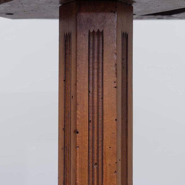 1920s Antique French Oak Pedestal Table For Sale - Image 9 of 15