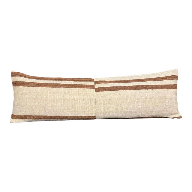 Turkish Hemp Pillow Cushion Natural Beige Brown Cushion Cover 14"x45" For Sale