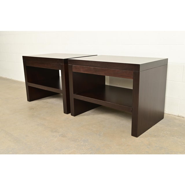 Barbara Barry for Baker Furniture Modern Oversized Dark Mahogany Nightstands, Newly Refinished For Sale - Image 15 of 15