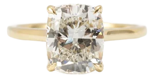 14k Yellow Gold 2.86ct Cushion Cut Lab Grown Diamond Hidden Halo Engagement Ring, Size 7.75