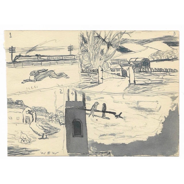 1943 double sided painting by William E. Wood, a Devon artist in England. Signed lower left on one side. Combined shipping...