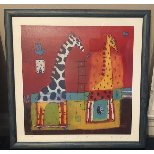 Karen Hoepting Signed "Spirit Leaf" Framed Animal Prints - Edition 65/200 - Pair For Sale - Image 4 of 17