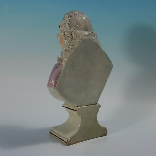Staffordshire Pearlware Bust of the Composer Handel For Sale - Image 4 of 16