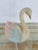 A charming vintage hand-carved wooden swan sculpture featuring beautifully detailed feather carving and a graceful,...