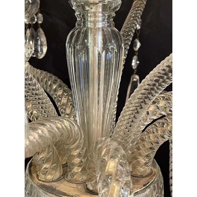 Glass Cut Crystal Venetian Style Chandelier For Sale - Image 7 of 13