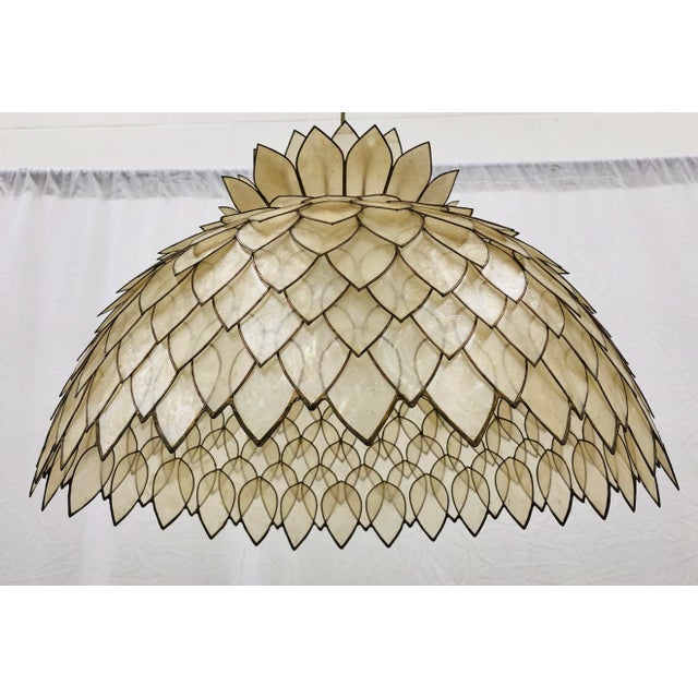 Gold Vintage Pearlescent Pendant Chandelier For Sale - Image 8 of 13