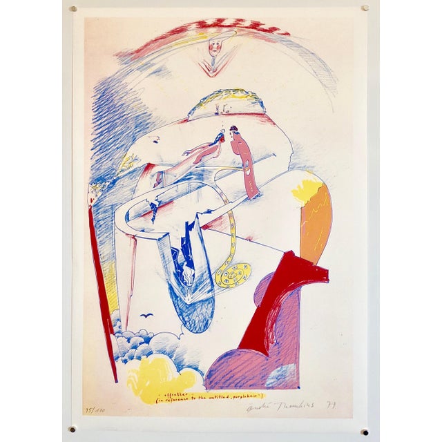 1970s André Thomkins, 1970s Modernist Swiss Colorful Surrealism Signed Dada Lithograph Andre Thomkins For Sale - Image 5 of 6