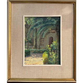Cavasanti, Court Interior, 1962, Oil Painting on Panel, Framed For Sale