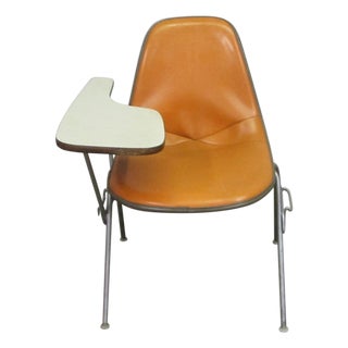 Vintage Mid Century Herman Miller Signed Bucket Chair With Desk For Sale