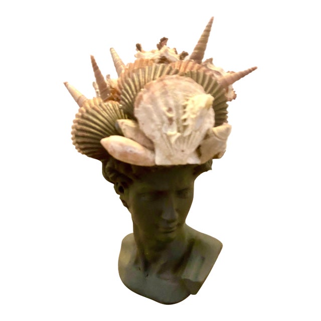 Shell Encrusted Bust in Farrow & Ball Hopper Head For Sale
