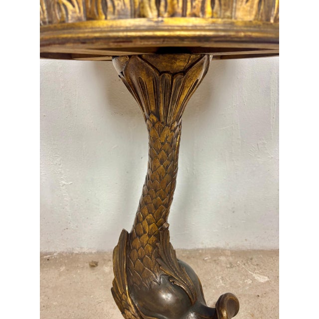 Neoclassical Antique Polychromed Pedestal Side Table with Marble Top For Sale - Image 3 of 13