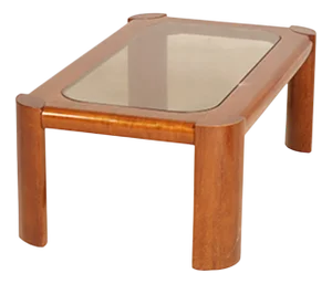 Teak Coffee Table with Bronzed Smoked Glass Top from Cassina, 1970s