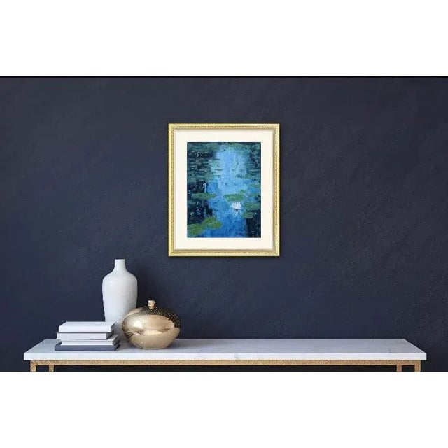 Quiet Places & Water Gardens — Water Lily Flower Original oil painting by L. Haas, 9 x 12 in unframed linen panel, signed....