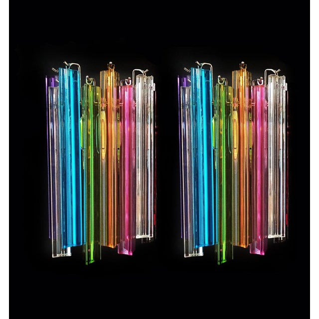 Metal Italian Venini Style Triedri Wall Sconce in Murano, 1990s, Set of 2 For Sale - Image 7 of 14