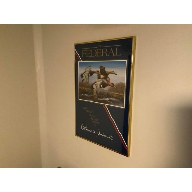American Vintage 1987/1988 Federal Duck Stamp Promotional Poster by Arthur G. Anderson - Framed For Sale - Image 3 of 5