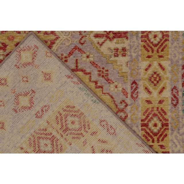 Textile Rug & Kilim’s Distressed Style Rug in Purple With Red & Gold Medallion Patterns For Sale - Image 7 of 7