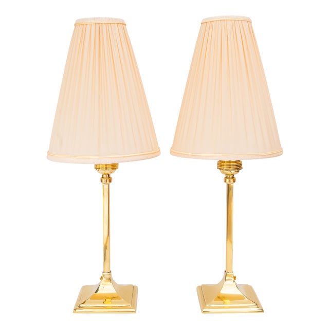 Art Deco Table Lamps with Fabric Shades, Vienna, Austria, 1920s, Set of 2 For Sale