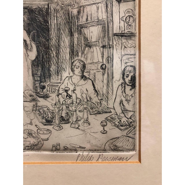 Mid 20th Century Philip Reisman, Judaica Etching Passover Seder Scene WPA Artist For Sale - Image 5 of 5