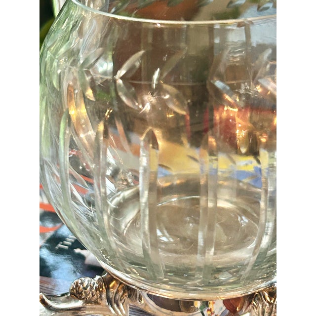 Mid 20th Century Reed and Barton #331 Silver Plate 4 Arm Candle Holder Centerpiece With Cut Crystal Bowl For Sale - Image 10 of 12