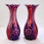 Victorian Antique Three-Color Blue, White & Cranberry Overlay Bohemian Cut Glass Vases - a Pair For Sale - Image 3 of 13