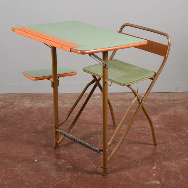 Metal Vintage Folding School Desk For Sale - Image 7 of 18
