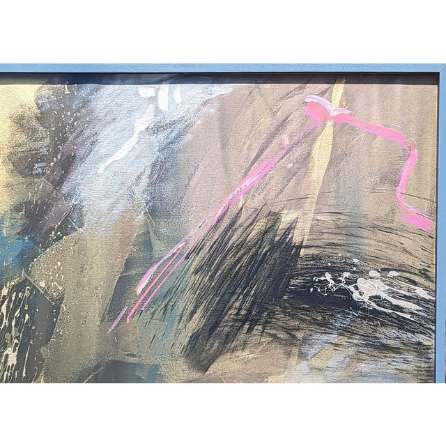 Lamar Briggs “Scacchi Series No. 6” Modern Gold Mixed Media Abstract Expressionist Painting, 1984 For Sale - Image 4 of 8