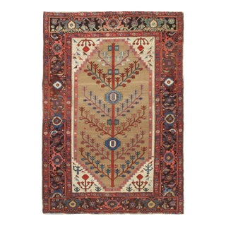 Antique Persian Bakhshaish Carpet, Handmade Wool Oriental Rug, Ivory Light Blue For Sale