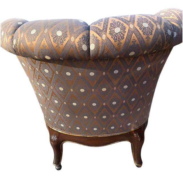 Marge Carson Boudoir Lounge Accent Chair French Tuffed Wingback Armchair Regency For Sale In Philadelphia - Image 6 of 11