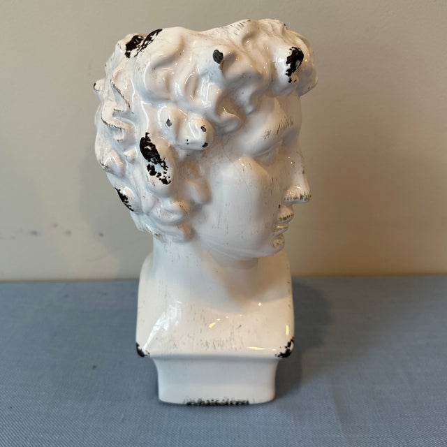 Mid 20th Century Ceramic Statue of David Bust Planter For Sale - Image 10 of 10