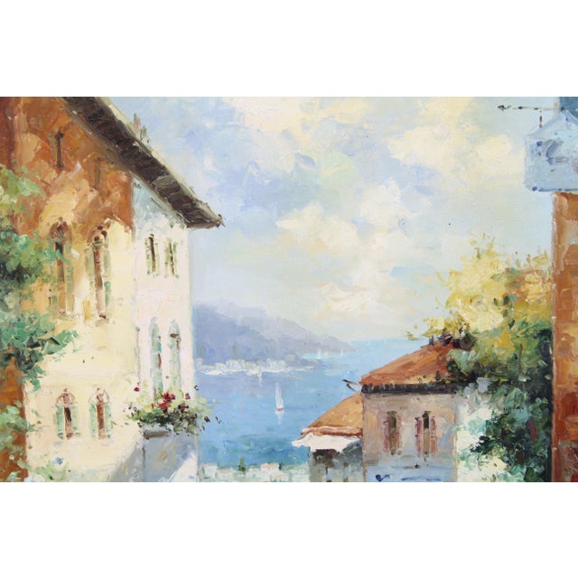 Mid 20th Century Original Mediterranean Cityscape Oil Painting on Canvas For Sale - Image 5 of 8